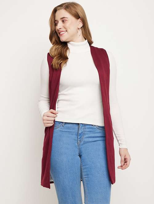 women solid sleeveless long shrug  - 21740388 - Very Small Image - 1