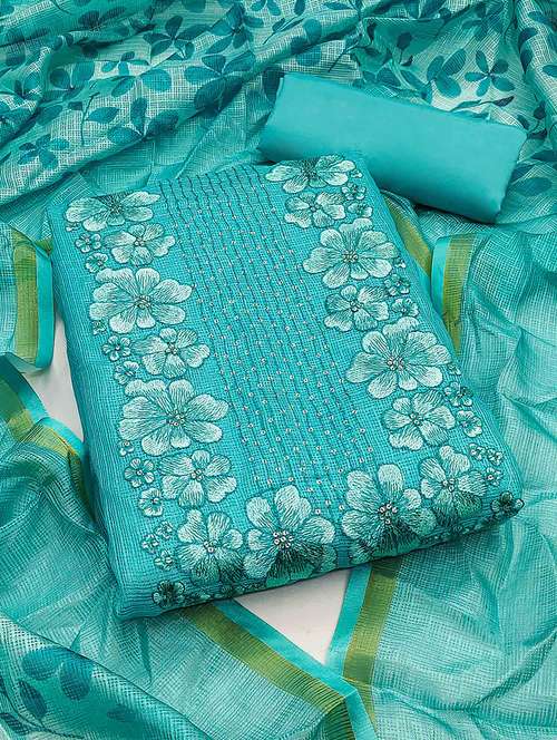 embroidered unstitched suit set with dupatta - 21744012 - Very Small Image - 1