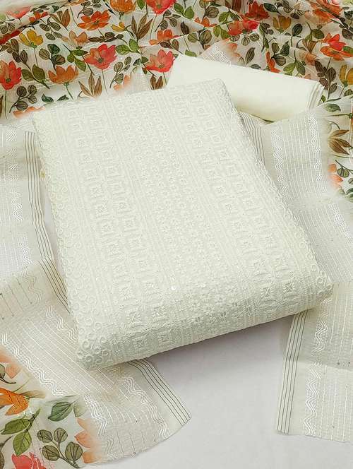 women embroidered unstitched suit set with dupatta - 21744080 - Very Small Image - 1