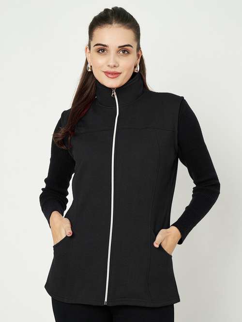 women solid sleeveeless regular jacket - 21748671 - Very Small Image - 1