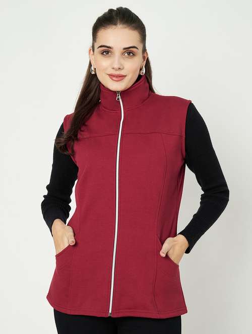 women solid sleeveeless regular jacket - 21748676 - Very Small Image - 1