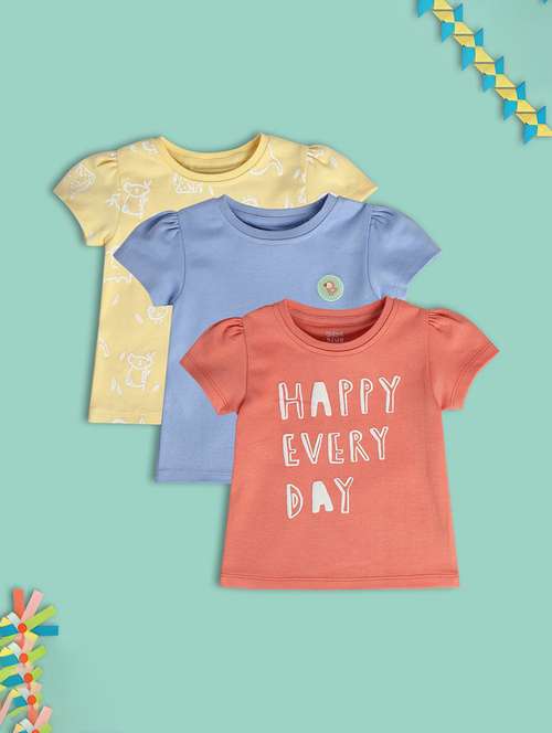 kids pack of 3 printed short sleeves tops - 21748894 - Very Small Image - 1