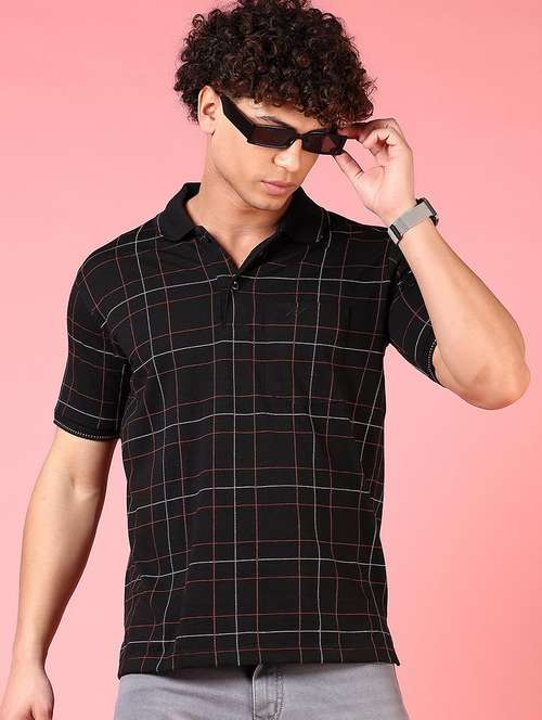 men checkered short sleeve regular fit polo t-shirt - 21749933 - Very Small Image - 1