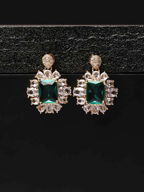 women stone studded hoop earrings - 21750809 - Very Small Image - 1