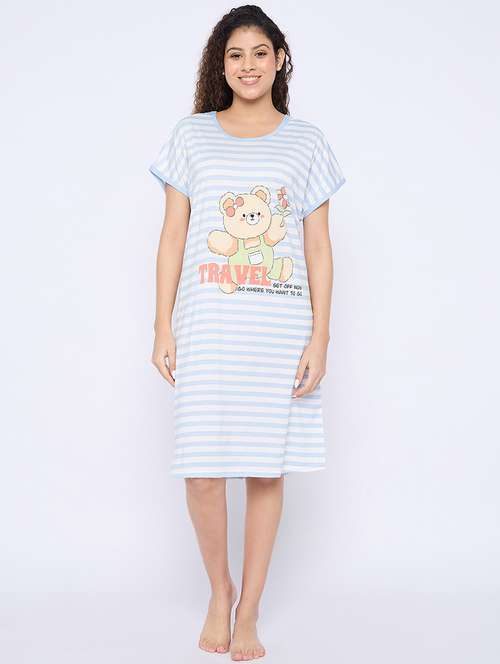 women printed round neck short sleeves sleepshirt - 21765151 - Very Small Image - 1