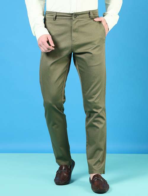 men mid rise solid flat front casual trouser - 21766266 - Very Small Image - 1