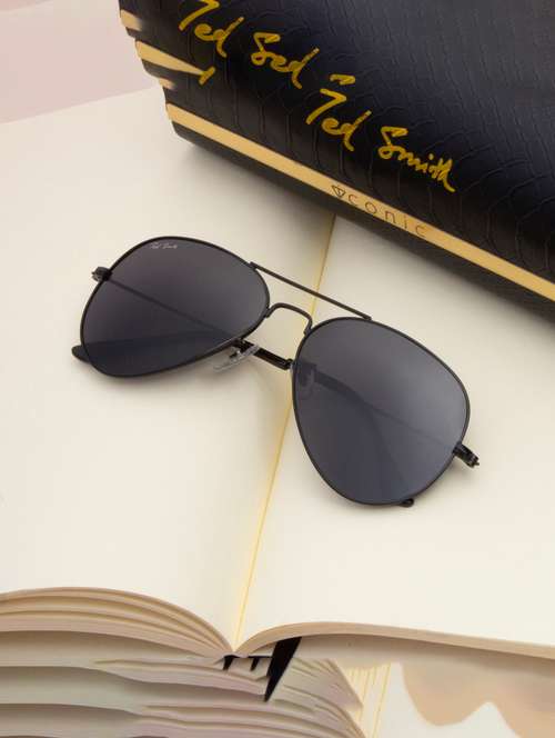 ted smith unisex black premium metal sunglasses with polarized lenses. - 21766366 - Very Small Image - 1