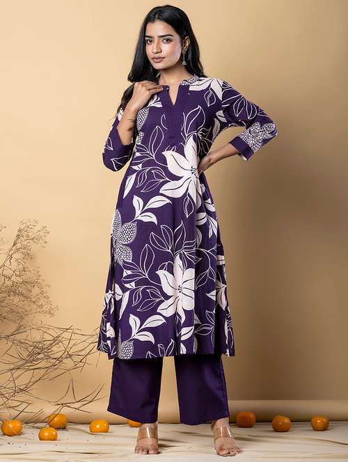 women three quarter sleeve kurta palazzo set - 21766781 - Very Small Image - 1