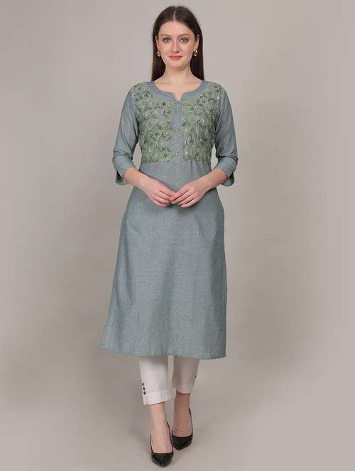 women three quarter sleeve straight kurta - 21768116 - Very Small Image - 1