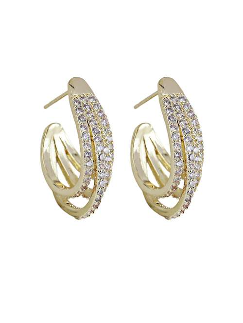 alloy gold plated earrings - 21774052 - Very Small Image - 1