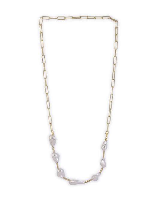 gold plated baroque pearl alloy necklace - 21774110 - Very Small Image - 1