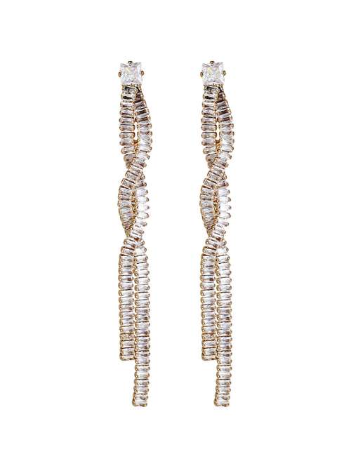 gold alloy linear drop earrings - 21775467 - Very Small Image - 1