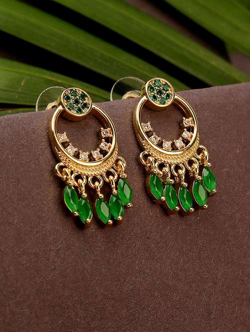 green alloy chandellier earrings party wear - 21775472 - Very Small Image - 1
