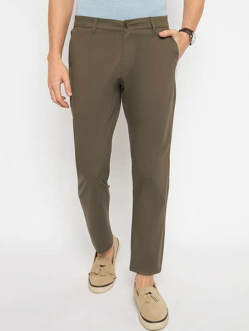 men solid mid rise casual chinos - 21790970 - Very Small Image - 1