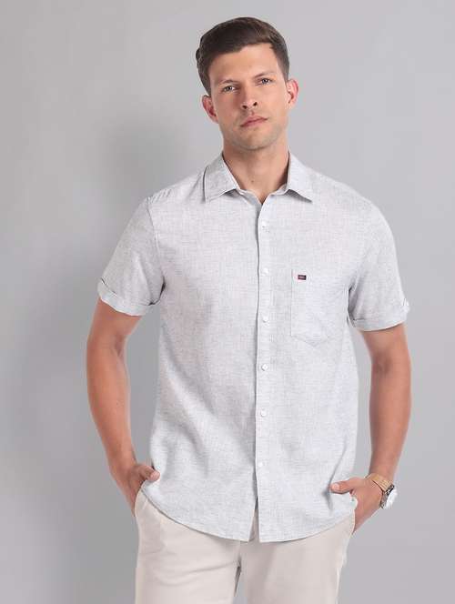 men solid short sleeve slim fit casual shirt - 21794555 - Very Small Image - 1