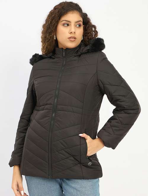 women hooded long sleeves puffer jacket - 21797029 - Very Small Image - 1