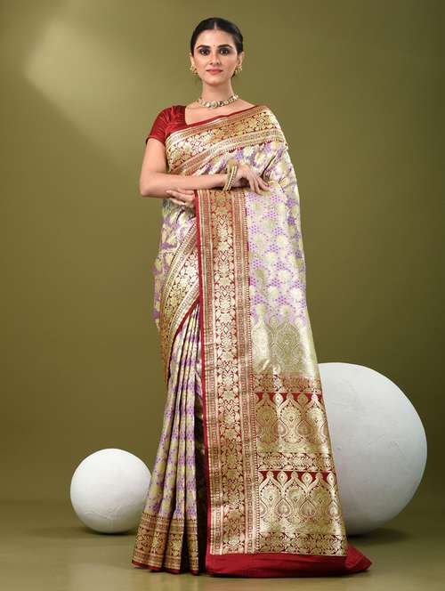 women self design banarasi saree with blouse - 21839734 - Very Small Image - 1