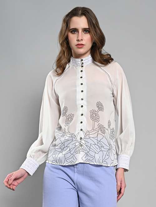 women embroidered raglan sleeves regular shirt - 21840176 - Very Small Image - 1