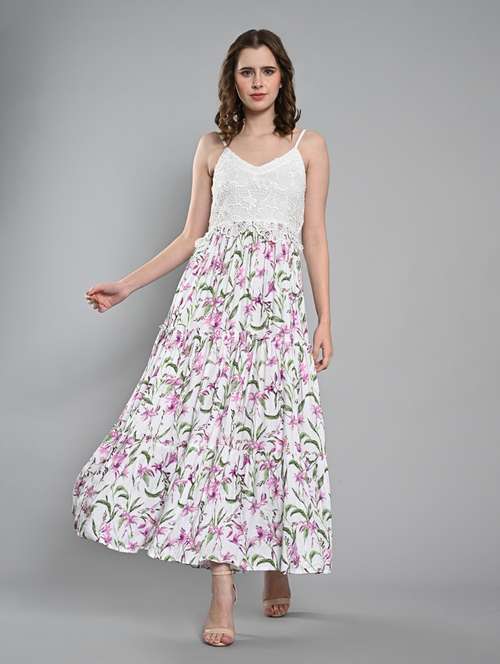 women printed shoulder strap tiered dress - 21840324 - Very Small Image - 1