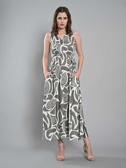 women printed sleeveless fit & flare dress with pocket - 21840330 - Very Small Image - 1