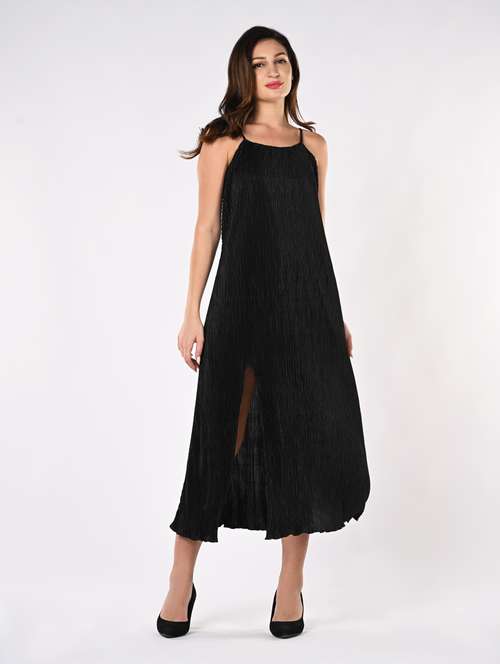 women solid shoulder strap a-line dress - 21840355 - Very Small Image - 1