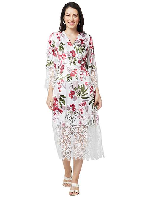 women floral print bell sleeves a-line dress - 21840442 - Very Small Image - 1