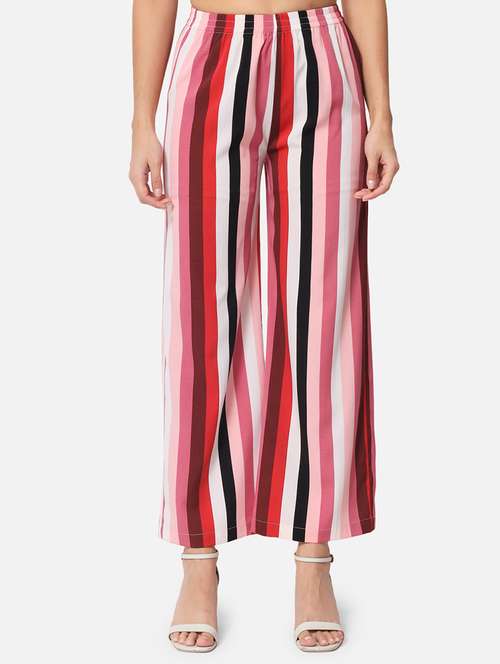 women striped high rise straight palazzo - 21840867 - Very Small Image - 1