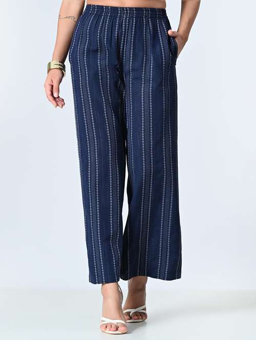 women printed mid rise straight palazzo - 21840887 - Very Small Image - 1