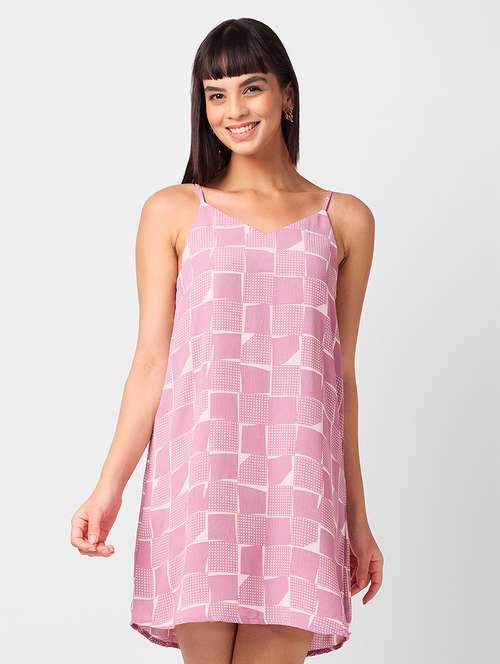 women printed shoulder strap a-line dress - 21840901 - Very Small Image - 1