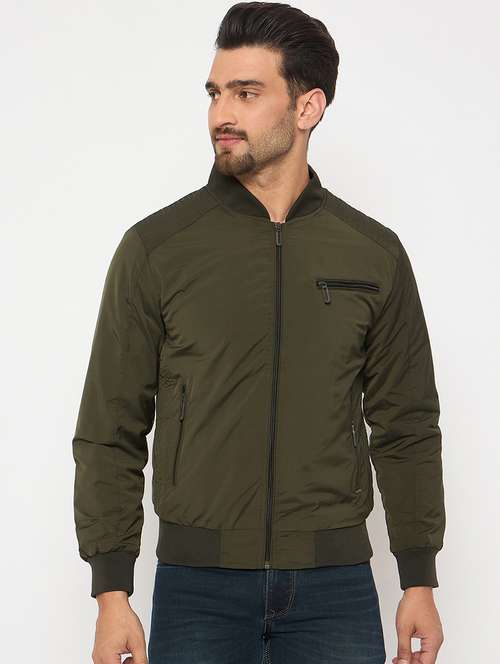 men solid long sleeves bomber jacket - 21841380 - Very Small Image - 1