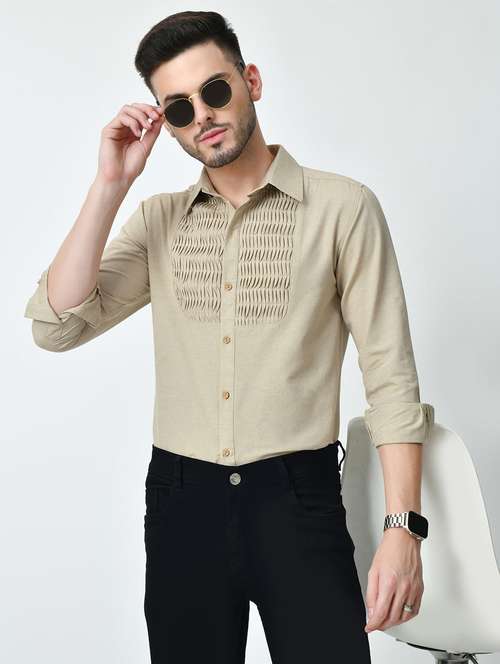 men solid long sleeve regular fit casual shirt - 21841550 - Very Small Image - 1