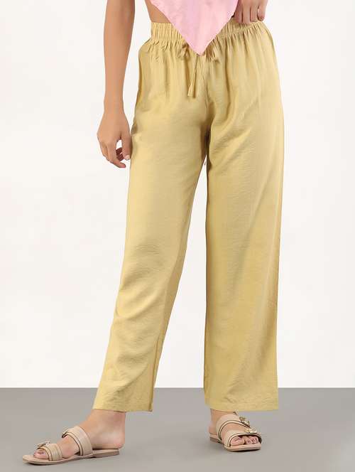 women solid mid rise straight trouser - 21843153 - Very Small Image - 1