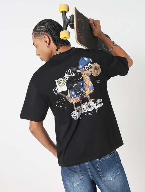 men front & back print round neck regular fit t-shirt - 21843301 - Very Small Image - 1