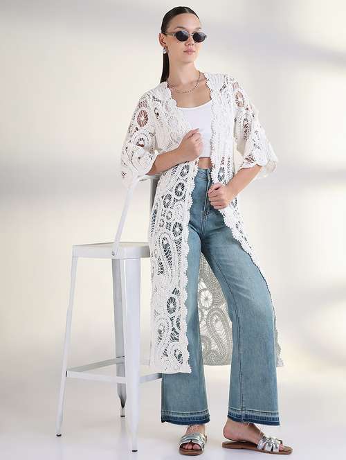 women long sleeves long crochet shrug - 21843392 - Very Small Image - 1