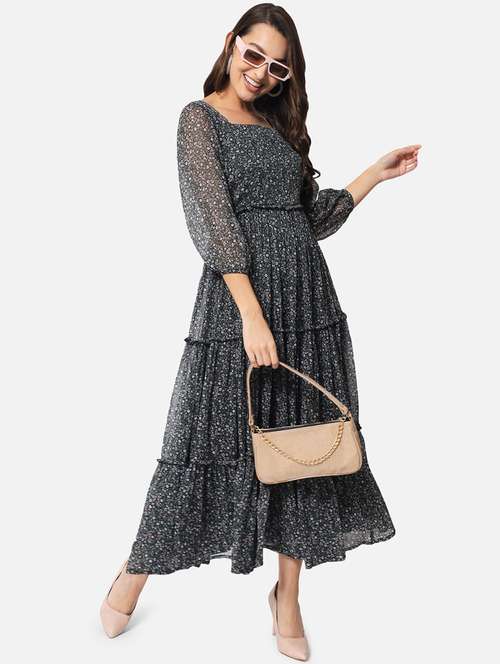 Women Printed Puff Sleeves Tiered Dress - 21845539 - Very Small Image - 1