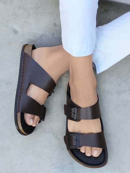 men brown slip on sandal - 21853602 - Very Small Image - 1