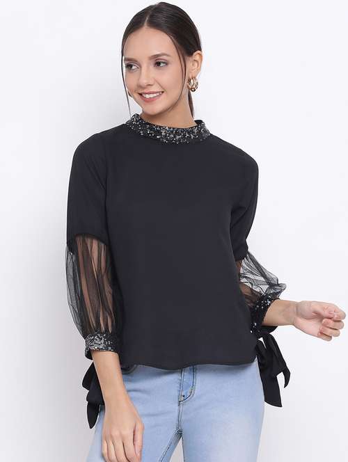 women sequined detailed regular top - 21864005 - Very Small Image - 1