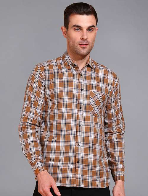 men checked long sleeve regular fit casual shirt  - 21866527 - Very Small Image - 1
