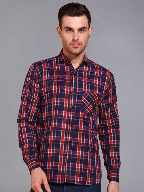 men checked long sleeve regular fit casual shirt  - 21866528 - Very Small Image - 1