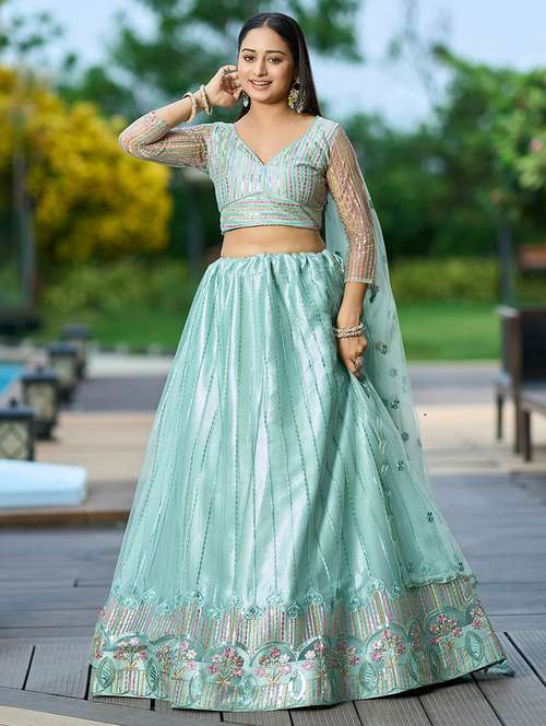 women flared semi stitched lehenga choli with dupatta set - 21867351 - Very Small Image - 1