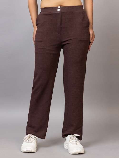 women solid mid rise straight trouser - 21869867 - Very Small Image - 1