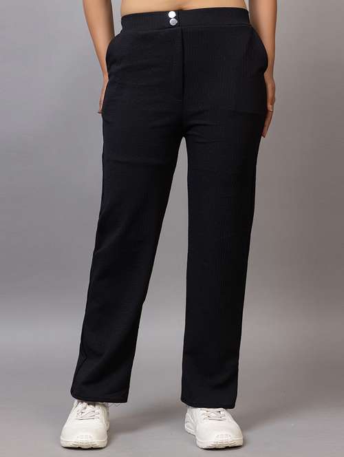 women solid mid rise straight trouser - 21869878 - Very Small Image - 1