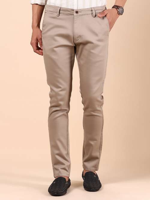 men solid md rise casual chinos  - 21873311 - Very Small Image - 1