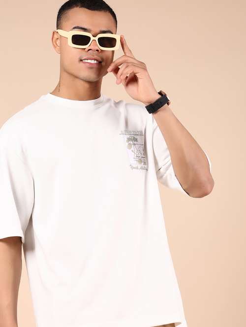 men front & back print round neck oversized t-shirt - 21874425 - Very Small Image - 1