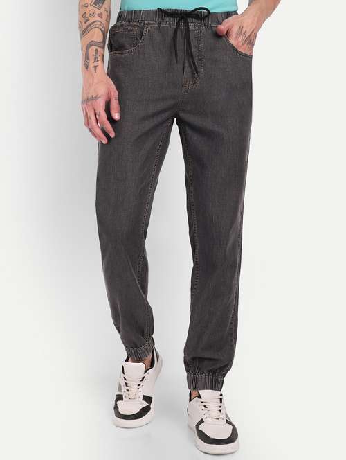 men grey solid regular fit jogger - 21876792 - Very Small Image - 1