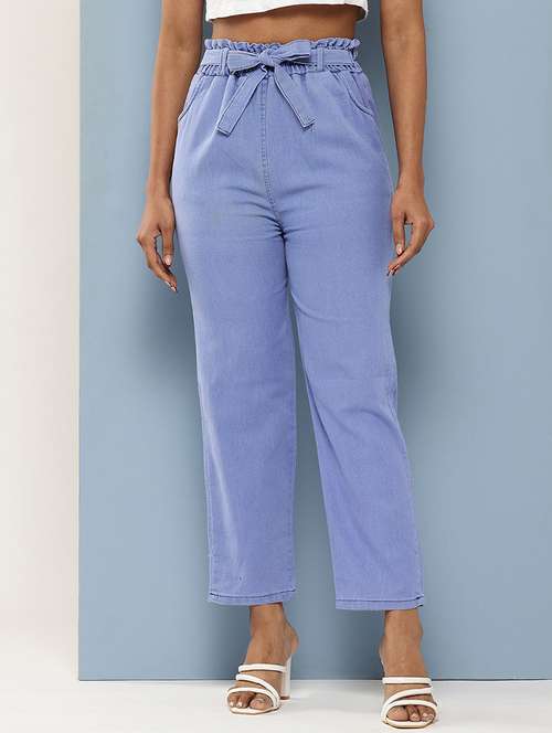 women solid high rise straight fit jean - 21881016 - Very Small Image - 1