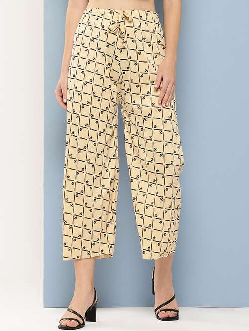 women printed mid rise ankle length straight palazzo - 21901202 - Very Small Image - 1