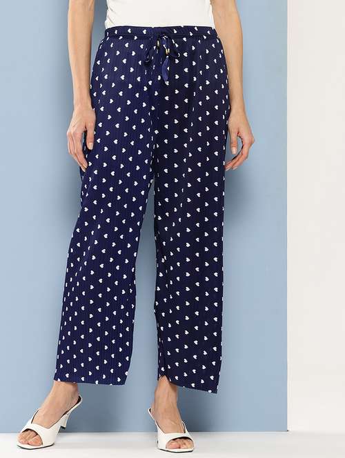 women printed mid rise ankle length straight palazzo - 21901210 - Very Small Image - 1