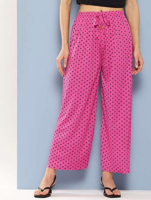 women printed mid rise ankle length straight palazzo - 21901219 - Very Small Image - 1