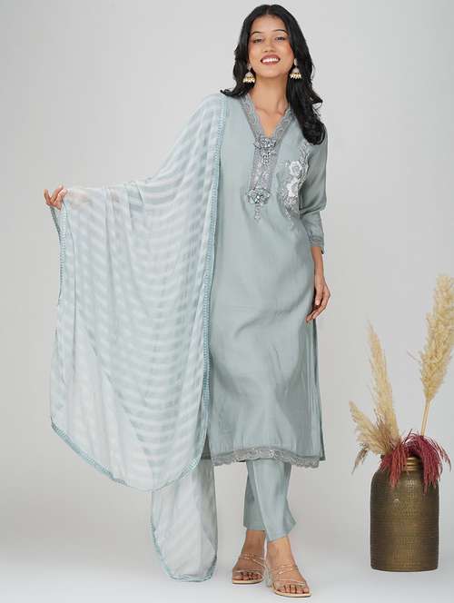 women three quarter sleeve kurta pant with dupatta set - 21901353 - Very Small Image - 1